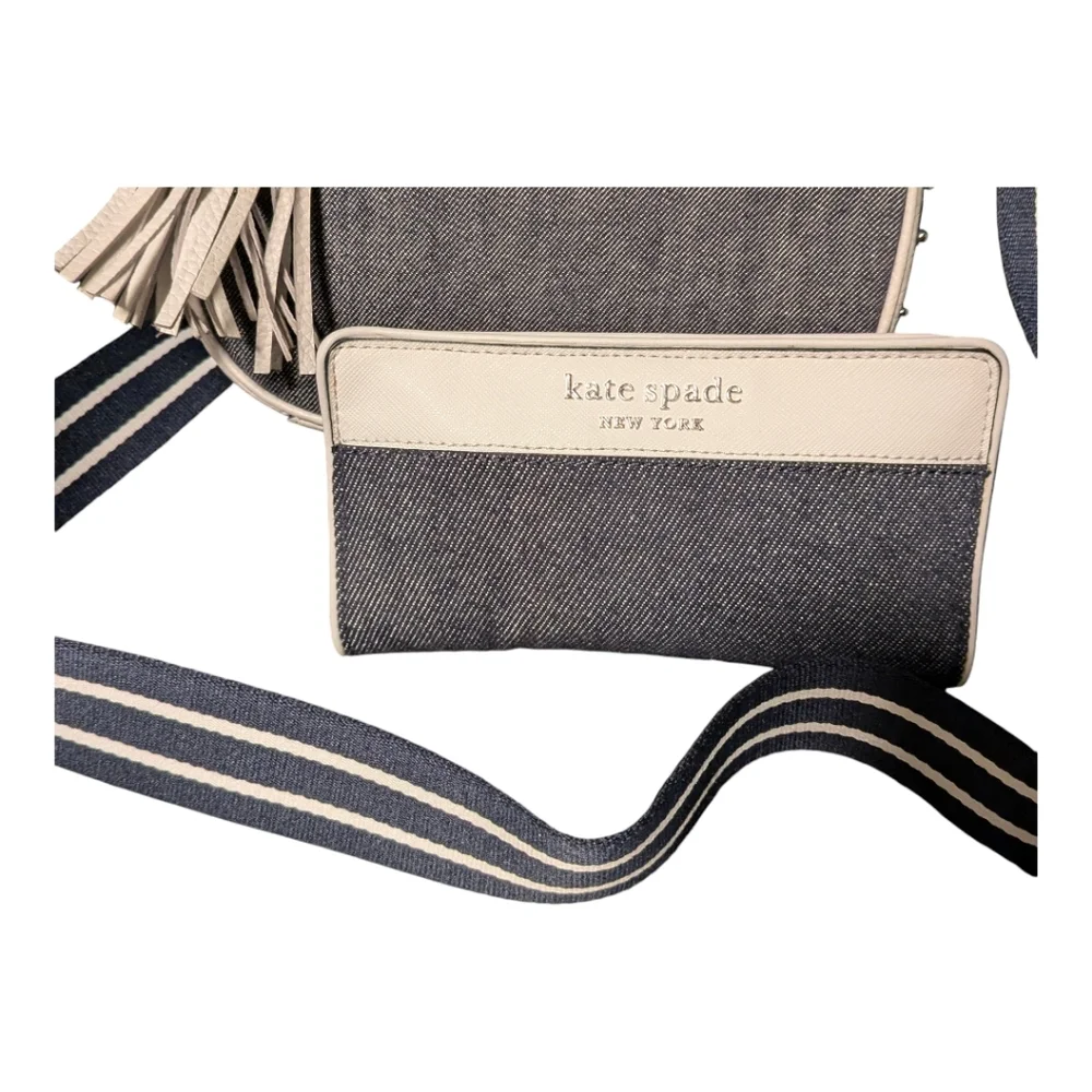 Kate Spade NEW Cameron Denim Colorblock Crossbody camera & Large Slim Wallet Set
